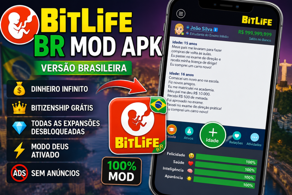 BitLife BR Mod APK life simulation gameplay on Android